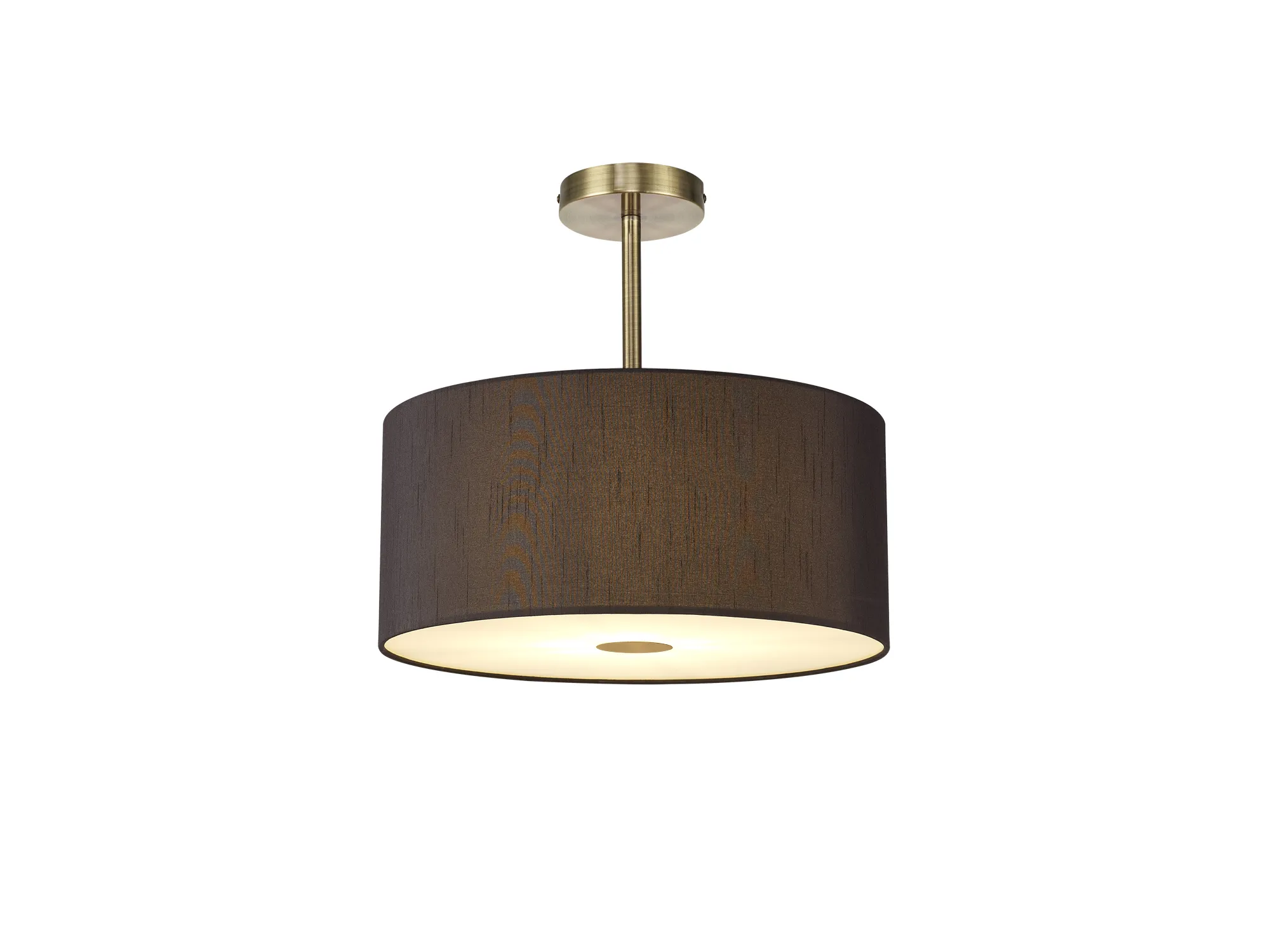 DK0181  Baymont 40cm Semi Flush 1 Light Antique Brass; Black; Frosted Diffuser